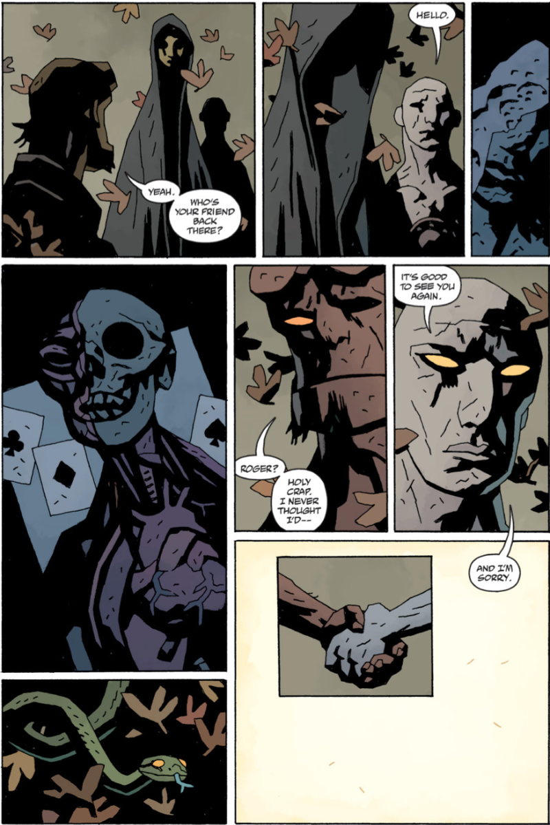 Roger the Homunculus and Hellboy reunite in the netherworld